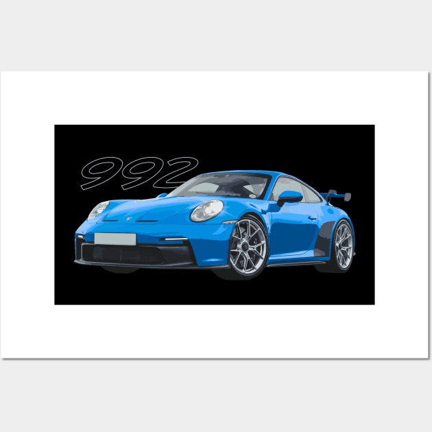 shark blue 992 gt3 Wall Art by cowtown_cowboy